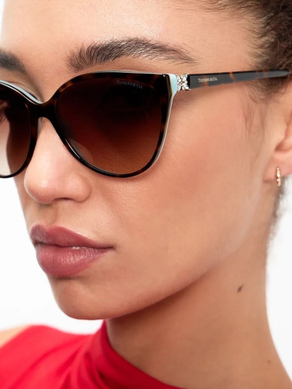 NEW TIFFANY  CO TF4089B 81343B HAVANA ON TIFFANY BLUE Sunglasses Authentic